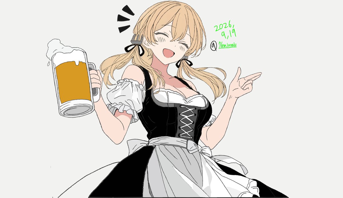 76nalunalu's tweet photo. オクトーバーフェスト、まだまだ乾杯！🍻#艦隊これくしょん #艦これ #プリンツ・オイゲン #オクトーバーフェスト #Oktoberfest #ドイツ #ビール https://t.co/gfKbCfsUcb