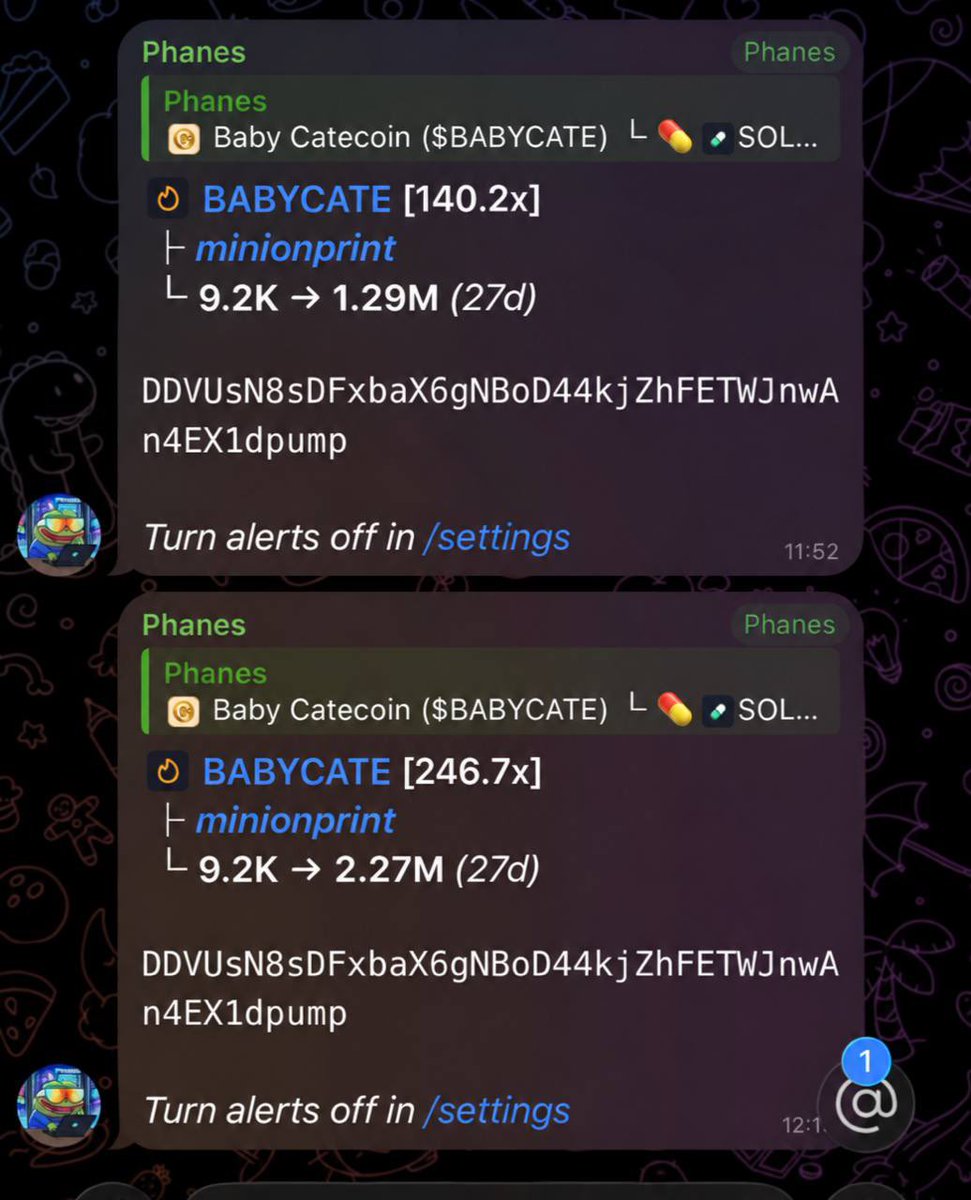 miniongems's tweet photo. $BABYCATE really delivered 🚀

Got in early, completely forgot about the position, and came back to a 246.7X move. 💰

Cooking something huge let’s print some more chads🦾🔥
#babycate #memecoin #cryptomeme https://t.co/EytJzhPkeE