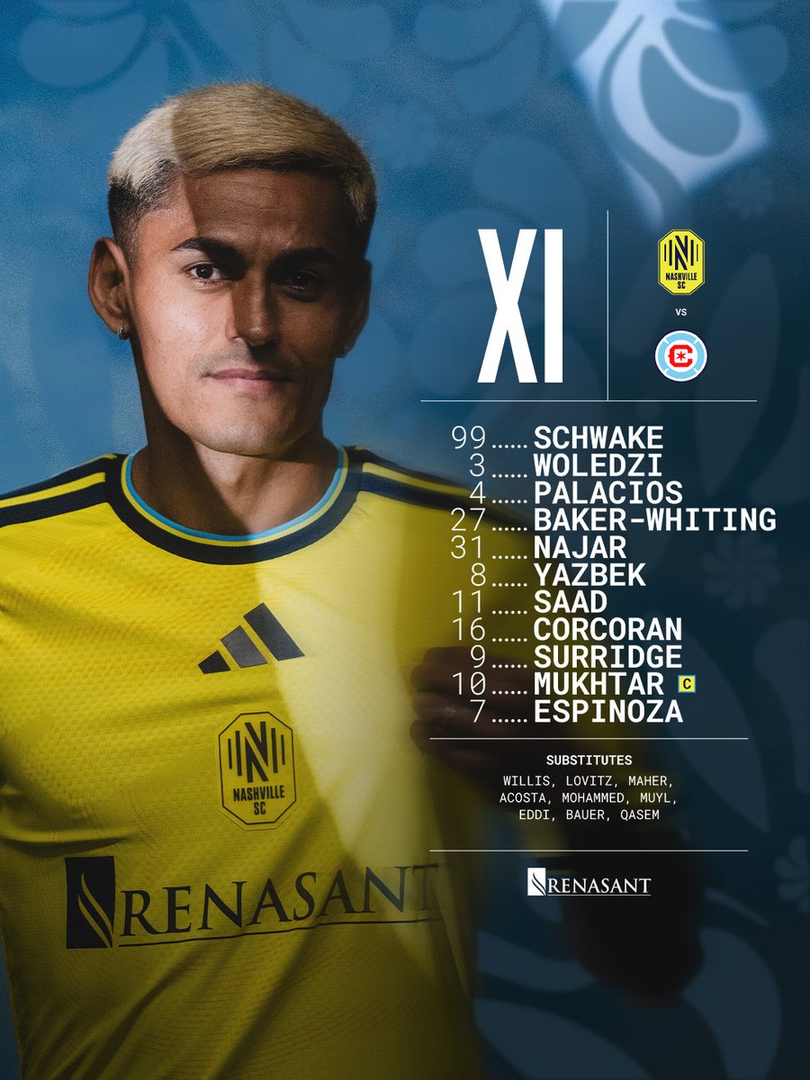 NashvilleSC's tweet photo. FIRST XI VS. THE FIRE 🔥

#NSHvCHI | @renasant https://t.co/PdI6OlLNQB
