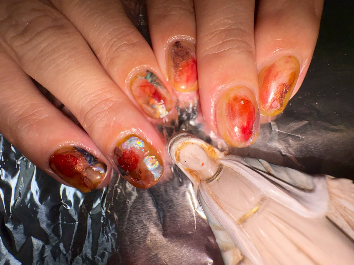 nen_nail's tweet photo. ◾︎◾︎◾︎🥭Fig水彩ー箔転写🥭◾︎◾︎◾︎

꧁  ꧂ご予約受付中꧁  ꧂
https://t.co/PC1Fs9u0yL

担当:ちねん

 #念ネイル https://t.co/1rd1UEwiZ7