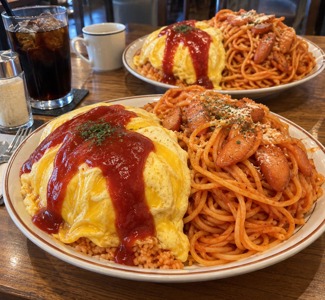 melikesalataci's tweet photo. 夫君が大好きな喫茶店の、オムライスナポリタン！

750円で大満足😄😄 https://t.co/elpBZzy8te