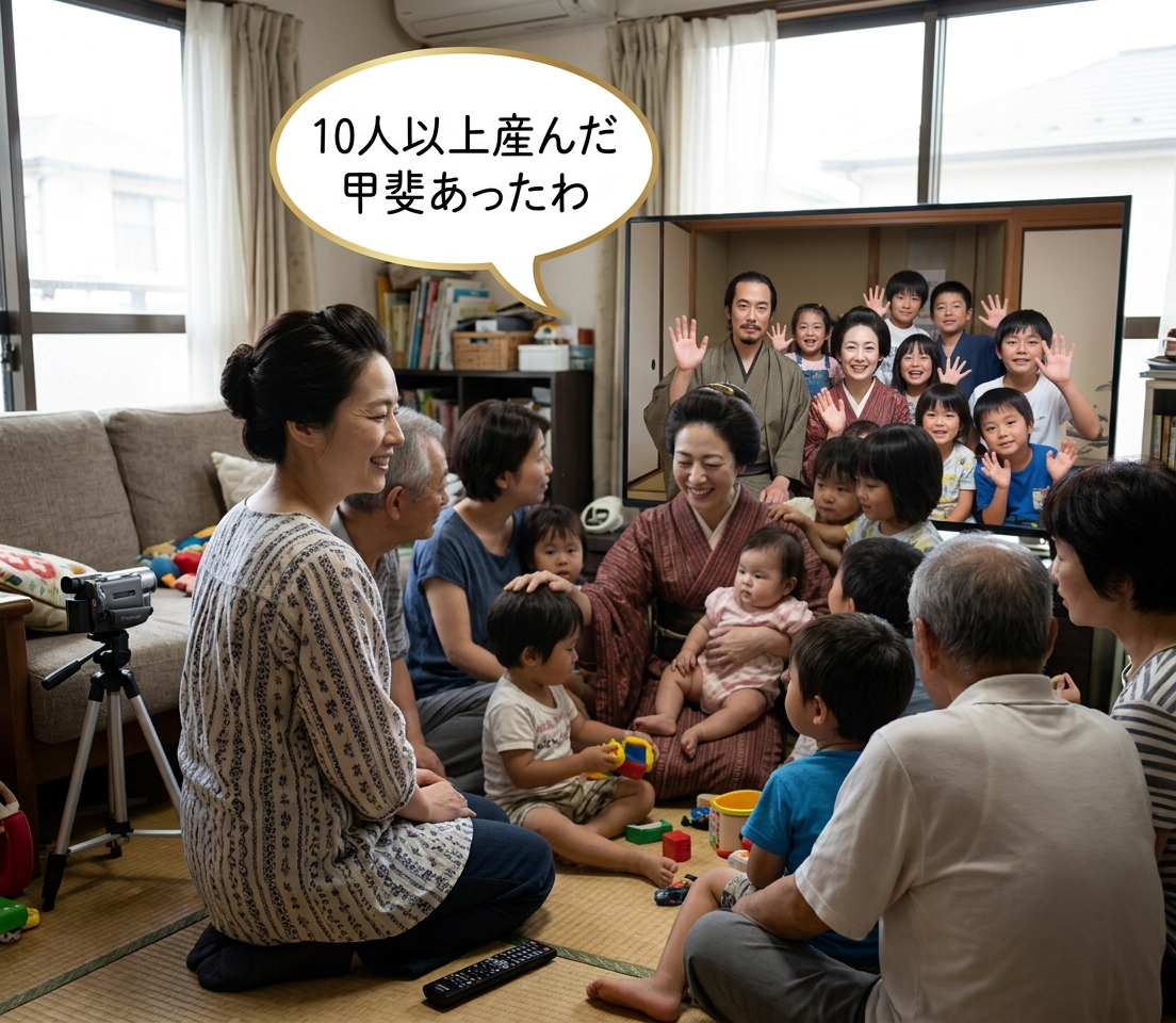 timeleap_take's tweet photo. 大家族として定期的にテレビ放映される与謝野晶子
「10人以上産んだ甲斐あったわ」

#現代に迷い込んだ偉人 #与謝野晶子 #大家族 #AI画像 https://t.co/AHrF5uLZLx