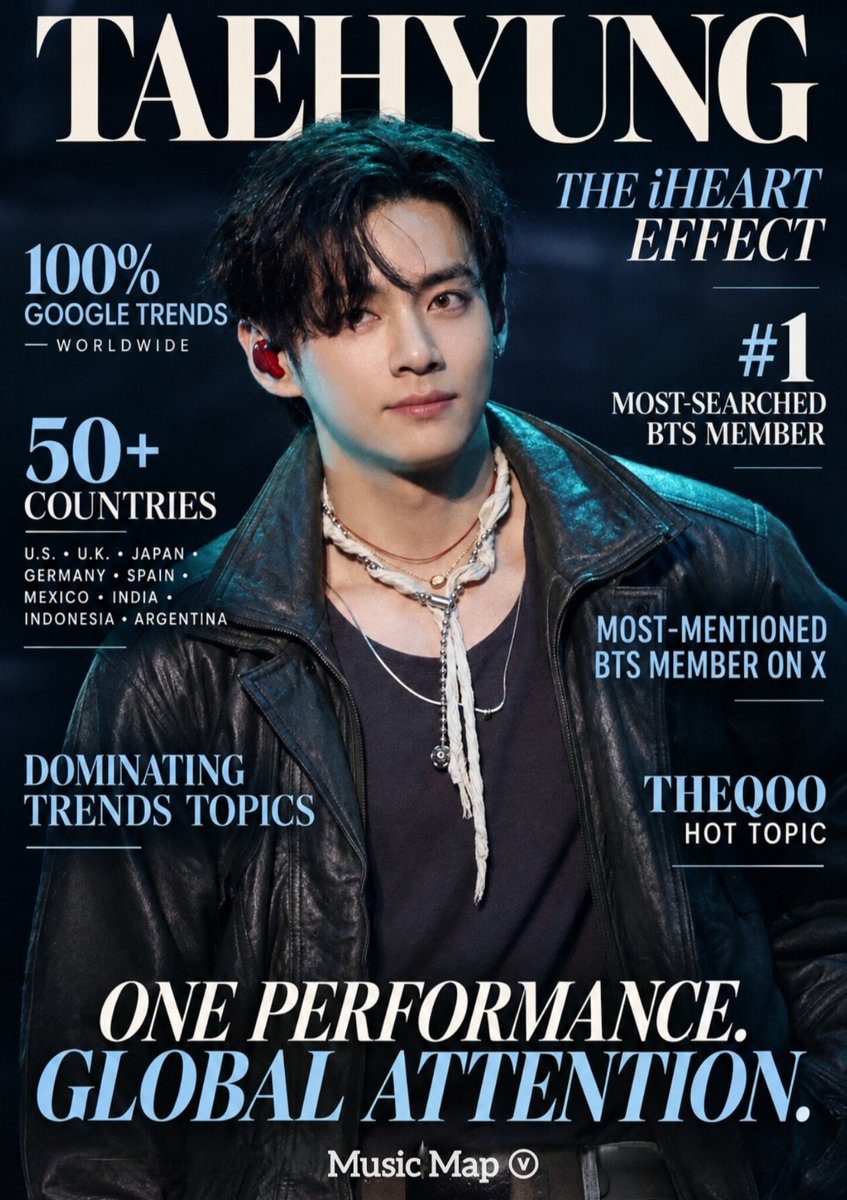 musicmapv's tweet photo. It is interesting to observe what happened at the iHeartRadio Music Festival.

iHeart did not reveal a new ability in Taehyung; it placed something that had already been there for years in front of a broad audience, outside the fandom’s usual bubble: distinctive vocals, dance, groove, commanding presence, and stage interpretation.

He had already been delivering all of this for years.

What changed was the “context of perception.”

In front of a festival audience, an international audience watching the broadcast, viewers who do not necessarily follow every detail of BTS’s journey, and media coverage extending beyond the fandom’s usual bubble, Taehyung’s vocal stability came to be perceived almost unanimously as the standout element of the performance — alongside his dancing, stage presence, and aesthetics.

And this reveals something quite interesting about the way part of ARMY perceived Taehyung’s performance.

For years, many aspects of his artistic ability were filtered through the titles and positions assigned within the group.

As if a position determined the limits of an artist.

V did not need to be given a position that predicted his impact. He created enough impact to make the position irrelevant.

❝ A title may tell you where an artist was placed.
The journey reveals where they actually arrived. ❞

And Taehyung has gone far beyond the place that was “initially designed” for him.

His vocal signature, aesthetics, and stage presence ultimately became some of the most identifiable characteristics of the group — and he became BTS’s biggest fan magnet.

V built a career in which singing, dance, stage presence, image, and artistic individuality came to function as one integrated system, without needing to be given in advance every label corresponding to the abilities he would go on to develop.

That is why the iHeart phenomenon is so interesting: for a portion of the fandom, it took a stage outside BTS’s usual circuit to make these qualities unmistakable.

So, remember this:

❝ Taehyung’s talent was never limited to the space initially assigned to him.
He expanded that space.
Who he became as an artist did not need to be written into the original script to become reality. ❞

TAEHYUNG AT IHEART FESTIVAL
ICONIC SHOWSTOPPER V
#VxiHeartRadioMusicFestival
#TaehyungxiHeartFestival2026