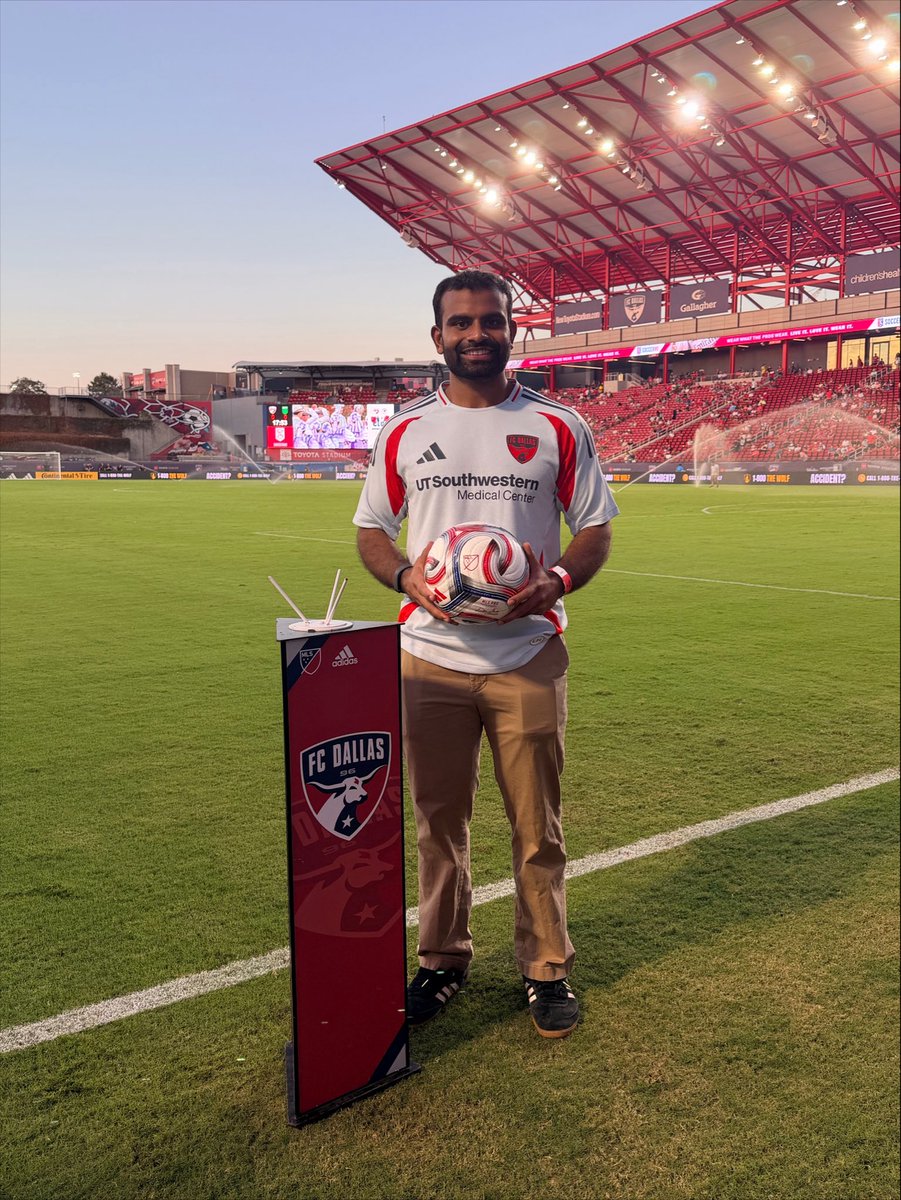 FCDCommunity's tweet photo. We welcome tonight's Honorary Captain of the Match pres. by @UTSWMedCenter, Durga Kaveti! Durga is a second year medical student at UT Southwestern Medical Center and is interested in orthopedic surgery and emergency medicine, with a passion for integrating engineering and medicine. He grew up in Frisco and graduated from UT Dallas with a B.S. in Biomedical Engineering!