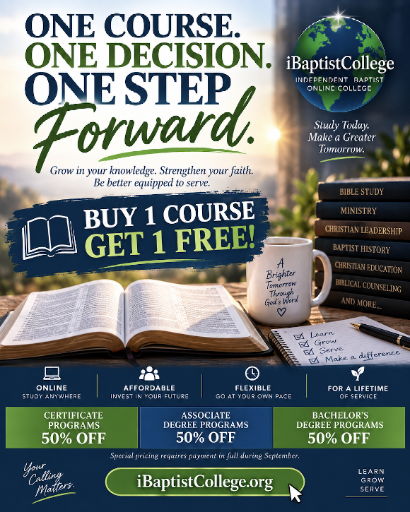 ibaptistcollege's tweet photo. ๐ WHAT COULD YOU LEARN BEFORE THIS YEAR IS OVER?
#BackToSchoolSale #BibleCollege #OnlineBibleCollege #BibleStudy #ChristianEducation #BiblicalStudies #BibleCourses #MinistryTraining #ChristianLeadership #SundaySchool #BaptistHistory #StudyTheBible #OnlineEducation #StartToday https://t.co/PYr2121kH8