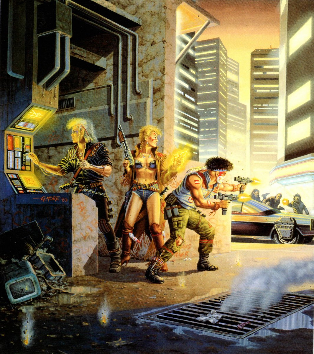 retroscifiart's tweet photo. Art by Larry Elmore for Shadowrun RPG (FASA 1989) https://t.co/0kfZr0o43Q