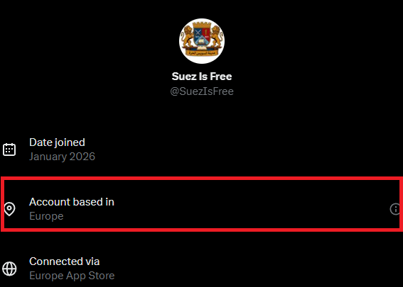 SIayer555's tweet photo. @SuezIsFree @AbdelghaniNl "suez is free!!1"
*looks inside*
"account based in Europe"
بقيتو كوميديين والله الواحد بقي يضحك علي هبل الاخوان يأسهم🤣 https://t.co/ROGnrCBQqU