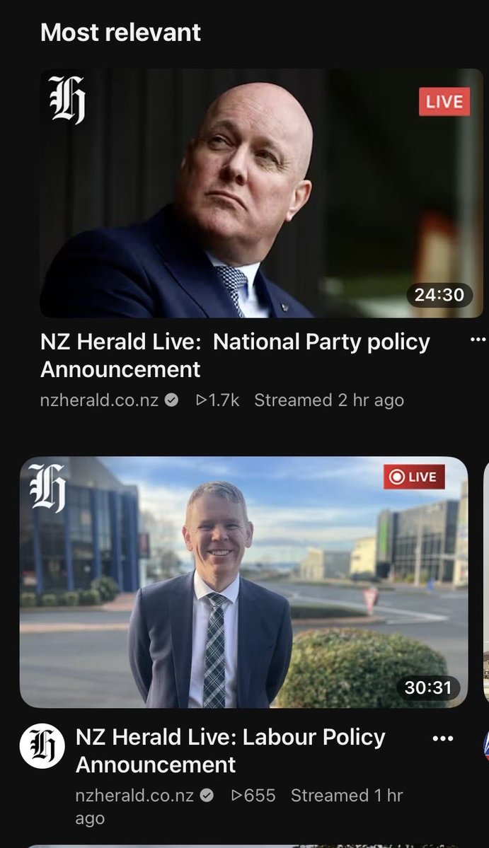 BringBullrush's tweet photo. Here is a great example of the overt NZ Media bias against the existing govt. Same topic - 2 pictures selected. Luxon looking dark n ominous, Hipkins friendly and smiling @nzherald @NZNationalParty @theplatform_nz https://t.co/f4JB75yE66