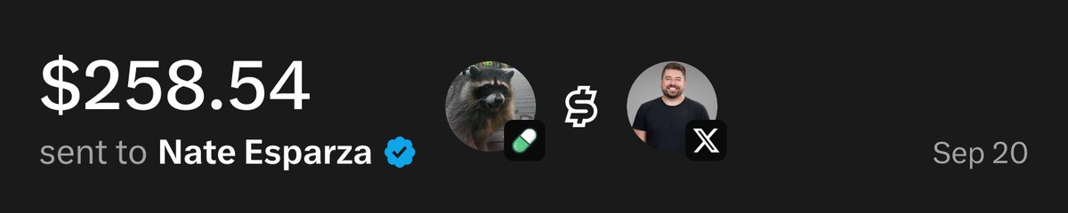 UsePaid's tweet photo. @nate_esparza $258.54 has been sent to you through X Money from @UsePaid trading fees https://t.co/8wuhK41diy