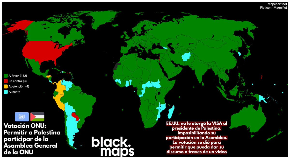 maps_black's tweet photo. Votación ONU 🇺🇳🇵🇸 
Permitir a Palestina participar de la Asamblea de las Naciones Unidas https://t.co/DuAJWlJVL0