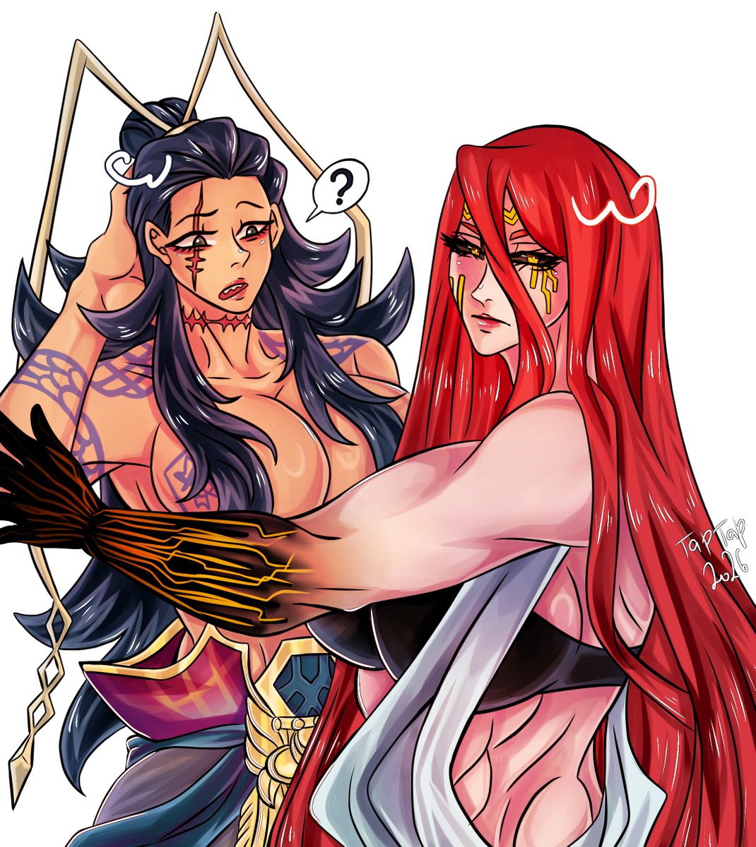 TamireOppa's tweet photo. I'm adding some pretty ThorLu to my collection of fem versions ❤️‍🩹
Lu Bu doesn't know what a bra is, and besides, strong Generals have no need for panties or bras, but her wife is always ready to cover her 🫶❤️

#recordofragnarok #thorlu https://t.co/o8jrszmEvz