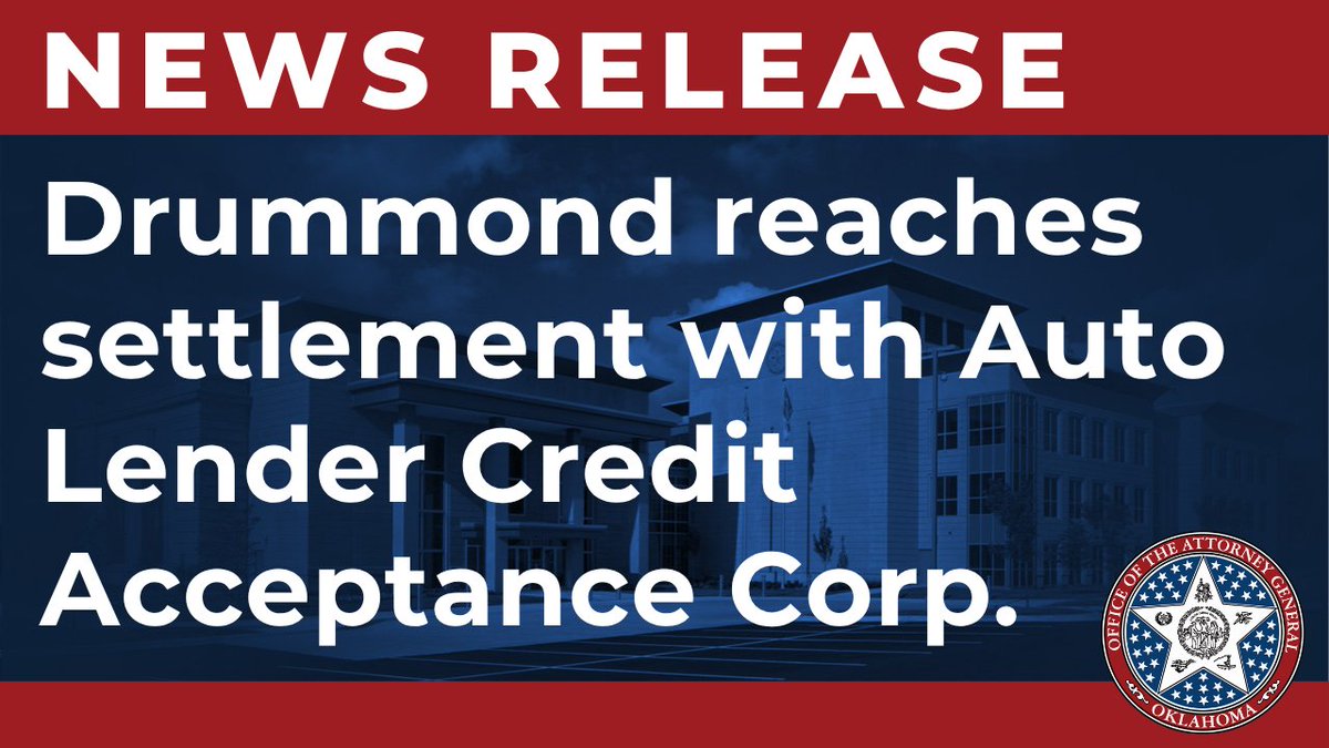 Okla_OAG's tweet photo. I've entered into a settlement with Credit Acceptance Corporation on behalf of thousands of consumers who suffered harm from its predatory lending practices. This settlement holds CAC accountable to the law and forces fundamental changes to the company’s business practices. https://t.co/A306shUgwv