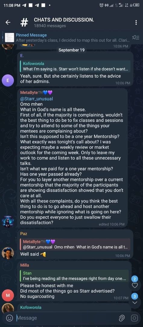 FXDannyG's tweet photo. Miss @Starr_gael , I don't know how you want to do it ooo, but please sort your issue with your 2.0 students before you start that 2.5 you're advertising.

Can't you guys sit and host one proper mentorship? And if you sit and see that ohh this didn't go well, dedicate the time to actually sit and put them through.

It's a mentorship for goodness sake not a Forex Convention.