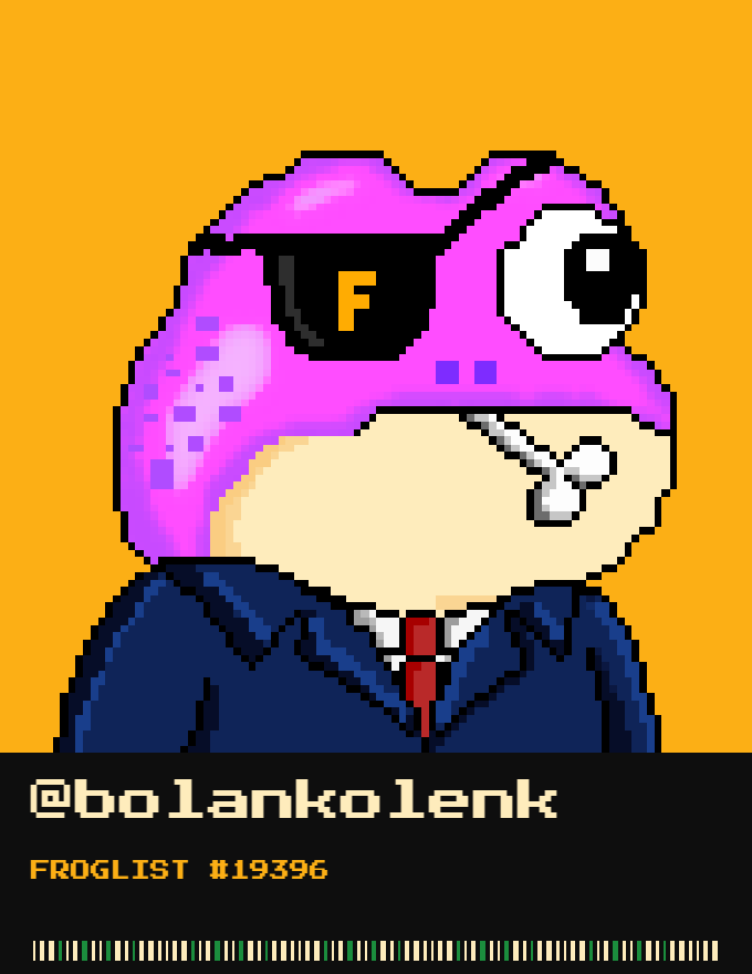 bolankolenk's tweet photo. Just got on the @zecfrogs list 🐸
6,969 pixel frogs on ZEC. Free mint.
FROGLIST #19396 sealed. set your frog as your PFP to climb the list. #ZECFrogs $ZEC https://t.co/JttNhALqca