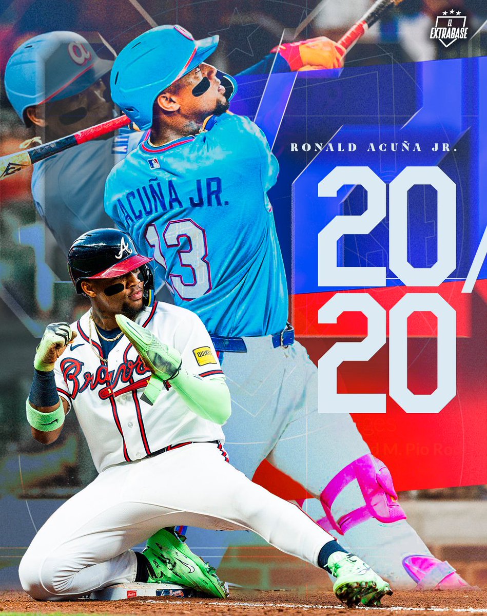 ElExtrabase's tweet photo. ¡¡¡TEMPORADA DE 20/20 PARA RONALD ACUÑA JR!!! ¡20 JONRONES, 20 BASES ROBADAS! https://t.co/TgBN4UJIW4