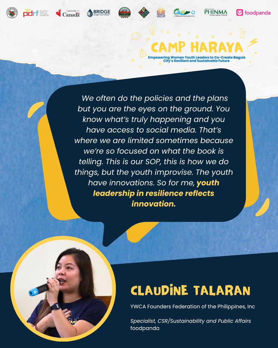 ThePDRF's tweet photo. Thank you again to our partners from the Baguio City Government and the 𝗦𝗜𝗚𝗟𝗔𝗧 - Baguio Youth Innovation Hub; and to our sponsors, PHINMA Foundation, Inc. and foodpanda. https://t.co/Q0RcSQ5cw4
