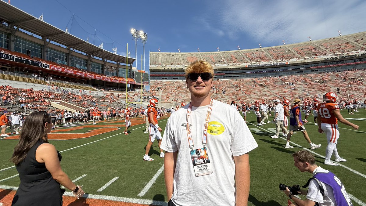 BigRedJax's tweet photo. What an awesome time in Death Valley! 🐅 

Thanks for @CoachMattLuke @carson_cramer @CoachBatson and all the other Clemson coaches for spending time with me and my family!  I can’t wait to be back soon. 

@ClemsonFB @Clemson247 @powdersvillefb @SorrellsJordan @CoachRobinBacon @coachhudg @alonzobowens21 

#allin