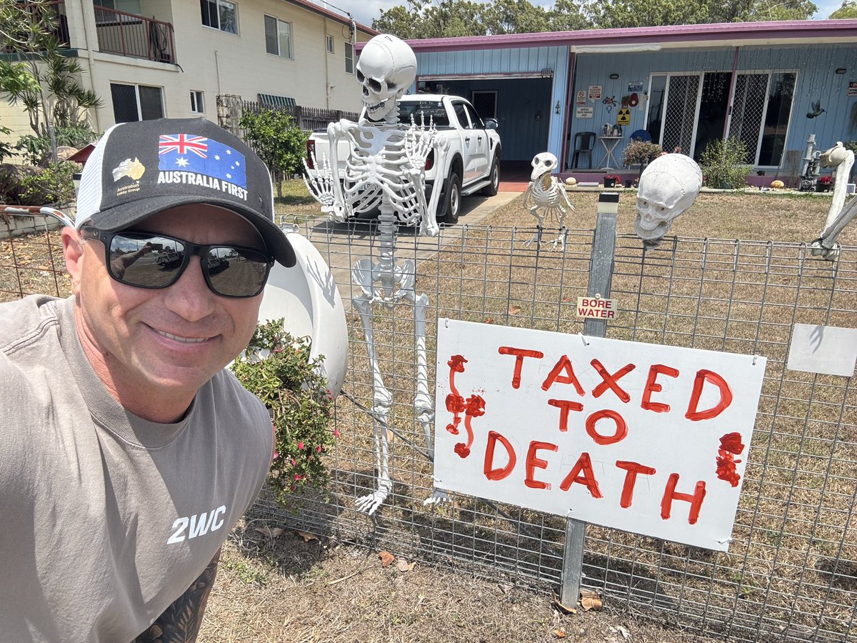 shallowchal's tweet photo. Last time diesel nudged $3 a litre, Albot and his mates cut the fuel excise - this time we get crickets. 🦗🤡😵‍💫

Inflation in the real world is crippling, SME’s are barely hanging on and today Albot is meeting Apple dudes to find creative ways to bust into your privacy. 
Shoutout to the Cardwell NQ Patriot with this on his fence. 🇦🇺🫡

Australia is broken 😞