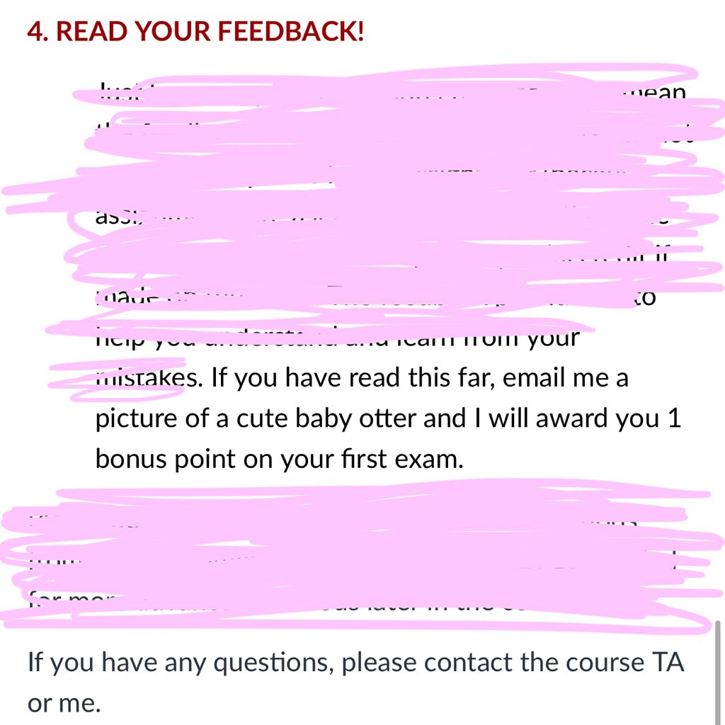 urshortfriend's tweet photo. Hidden sentence in an announcement sent by my professor on Canvas. She’s so silly! Love her! https://t.co/65RhchQa8b