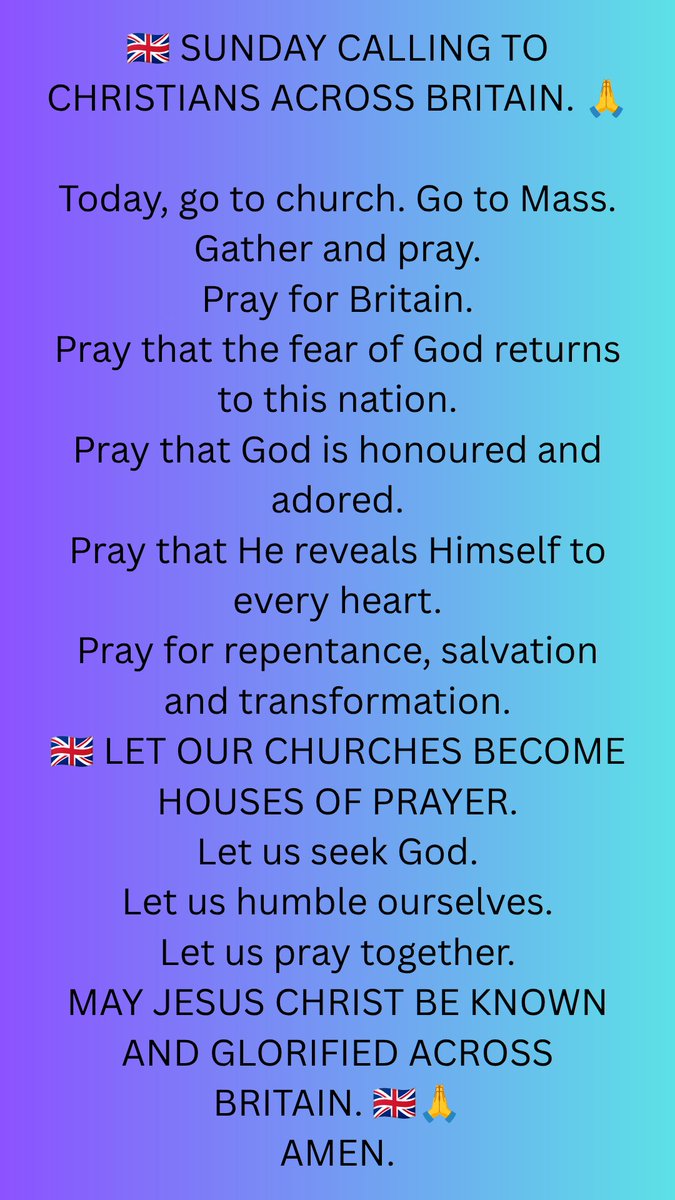 jesusitrusti's tweet photo. 🇬🇧🙏 Christians of Britain, let us pray. Share this calling and encourage another believer to pray for our nation today. Let the call to prayer spread across Britain. 🇬🇧
#Dudley #Walsall #Solihull #Nottingham #Derby #Leicester #Lincoln #StokeOnTrent #Devon https://t.co/pPRyKA7JED