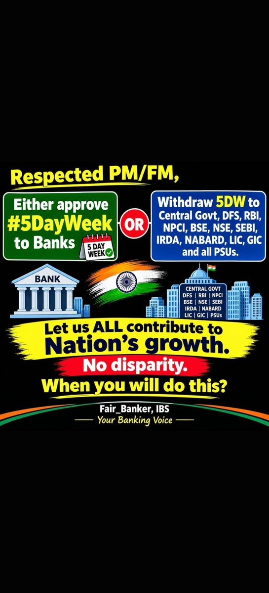 NehaDKBiswas3's tweet photo. @sanjaybpi #5dayBankingNow
#FBOIOA #BOIOAEIB https://t.co/CZTk0qLC06