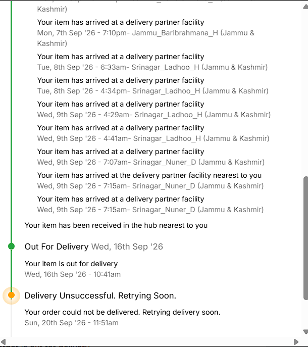 husheen23's tweet photo. Please explain why the delivery status is being updated incorrectly and why customers are being made responsible for failed deliveries when no proper delivery attempt was made. This kind of experience has happened repeatedly with both Flipkart and Delhivery.Please investigate https://t.co/VQvGgbq6sH
