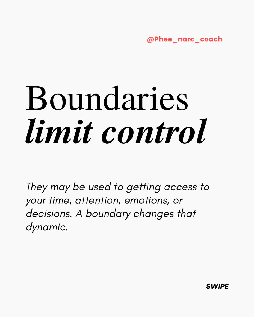 DerickJay0's tweet photo. People with strong narcissistic traits may struggle with boundaries because limits can feel like rejection, reduce their access to your attention and emotions, and challenge a sense of entitlement or control. 

#Narcissism #Narcissist #NarcissisticAbuse https://t.co/deVlSA09kS