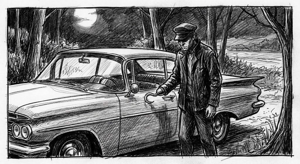 wired4wonder's tweet photo. Late one night in the 1950s, a couple sits parked at a secluded lover’s lane. 

The car radio is humming softly when an emergency broadcast cuts through the static: a deranged killer with a bloody hook for a hand has just escaped the local asylum.

Terrified, the girl pleads to go home. The guy rolls his eyes, slams the car into drive, and tears down the dirt road.

They pull into her driveway, step out, and freeze. Hanging right from the passenger door handle is a sharp, chrome hook, ripped clean off its socket.

Most people write off The Hookman as a classic urban legend. But folklorists know legends rarely get born out of thin air.

This story exploded across post-war America right on the heels of the 1946 Texarkana Moonlight Murders, where a hooded Phantom Killer actually stalked young couples parked in remote lovers' lanes.

As car culture blew up and teenagers gained unprecedented freedom, the legend became the ultimate modern caution tale. 

It gave physical form to the real anxieties of the era: isolated roads, dark nights, and real monsters lurking just past the reach of your headlights.

Did your town have its own local spot where the Hookman was supposedly seen?