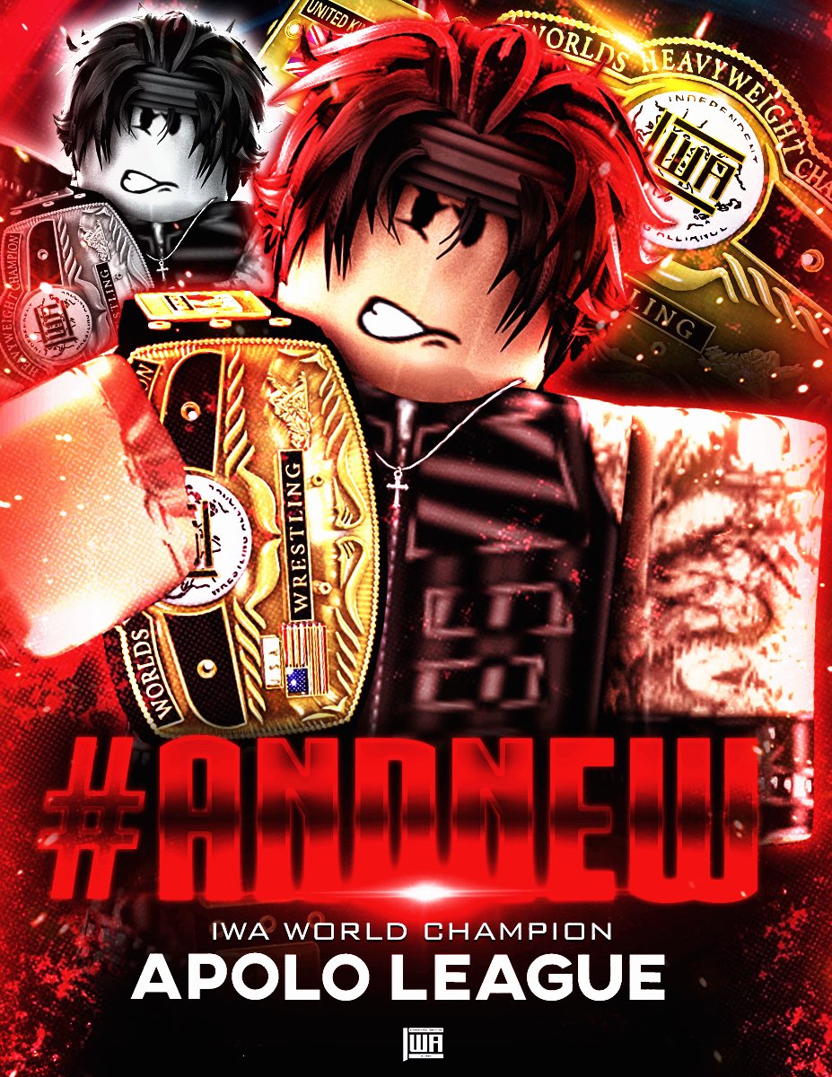 IWA_RBLX's tweet photo. #ANDNEW 🚨👑

At the FINAL @APWACA2021 event, @ApoloLeaguee has done it.. defeating #RyanDillion for the IWA World Championship! 🙌

The reign that started as a statement ENDS as history. The PAINMAKER stands ALONE atop Ro-Wrestling! 🏆 https://t.co/6e5QWVwY4h