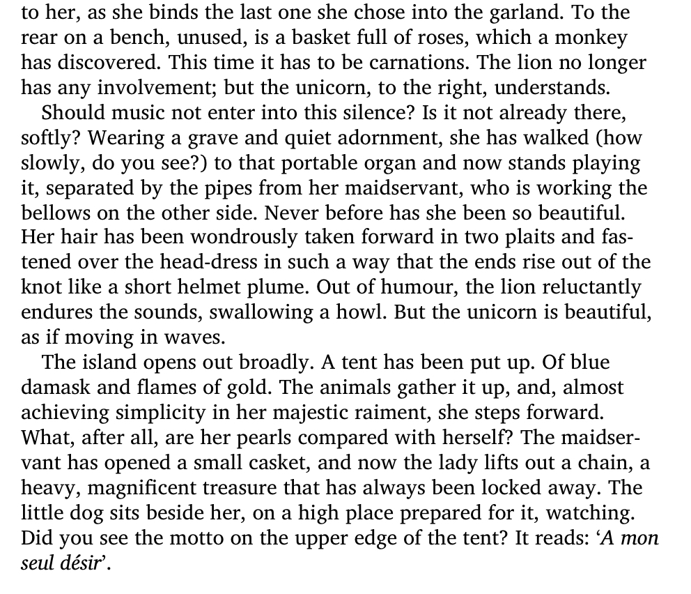 copenhung's tweet photo. Cocteau's ballet was based on the late medieval Lady and the Unicorn tapestries and ends on the motto of the sixth, ‘mon seul désir.’ Rilke also wrote them into The Notebooks of Malte Laurids Brigge. https://t.co/xmiOutpZjr