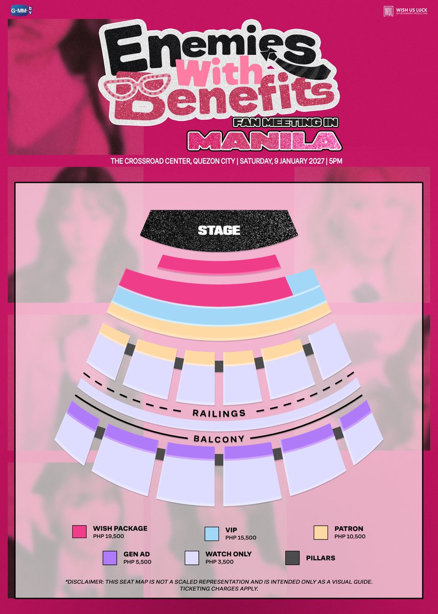 itsPaulineSy's tweet photo. Hello, @GMMTV and @wishusluckent 

Is it possible to consider changing the venue for the upcoming Enemies With Benefits Fan Meeting in Manila? We genuinely want to ensure the best possible experience for all Jewels, especially since this will be JanJingJing and KapookCiize’s first time visiting the Philippines for a fan meeting 🥺

#EnemiesWithBenefitsFMinManila
#EnemiesWithBenefits
#JanJingjing #KapookCiize #GMMTV

Many Jewels have been looking forward to this event for a long time, and given the ticket prices, we hope the organizers can reconsider whether the current venue can provide the experience that fans are hoping for.

For previous fan meetings, organizers have used venues such as Skydome, Solaire, and SMX, which many fans found more suitable and accessible for events of this scale.

We’d also like to respectfully raise our concerns about the seating arrangement. Many fans are genuinely wondering about the reasoning behind the current setup, as it seems quite unusual and may affect the overall experience.

As for the location, many Filipino Jewels have expressed that The Crossroads Center feels like an unexpected choice, with some even having to search for the venue online to familiarize themselves with it. We also understand that international fans will be attending, so we hope the organizers might consider a venue that is more convenient, accessible, and familiar to both local and international fans.

We also wanted to mention that the Crossroad Center is often used for graduation and commencement ceremonies, which made some fans wonder whether there might be other venues that would be more suitable for a fan meeting of this kind.

Another concern is the event date, January 9, 2026, which falls on the same day as the Nazareno Traslación, a major annual religious event that draws huge crowds and can significantly affect traffic and transportation in Metro Manila. We’re gently hoping that the organizers can take this into consideration and perhaps revisit the venue and location before ticket sales officially begin.

More than anything, we Jewels simply want to create the most wonderful, comfortable, and memorable fan meeting experience for everyone, including JanJingJing, KapookCiize, the EWB cast and staff, and all the fans who will be attending. 

I am sharing this not to criticize the organizers, but as a genuine concern from fans who deeply care about this event and want it to be as successful and enjoyable as possible. So many Filo Jewels have been expressing the same sentiments, and we sincerely hope our concerns can be heard and considered.