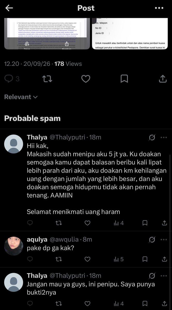 hiuuterdampar's tweet photo. @dndaalfptr Masih lanjut nipu sampai detik ini si mnyt @dndaalfptr 

Kalau ada yang komen dia scam langsung dimatiin tuh kolom komentarnya.

Udah dapat berapa ratus juta dari ngescam? https://t.co/EzpcpOkBmr