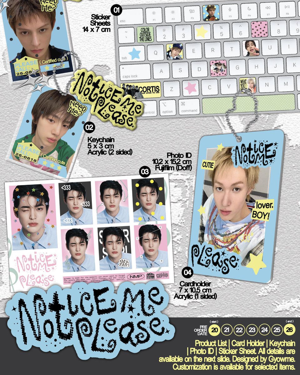 jjufield's tweet photo. (like &amp; rt are greatly appreciated 🫶🏻)

NOTICE ME PLEASE🫆💬 .ᐟ.ᐟ
PREORDER : 2O - 26 SEPT, 2O26
PHOTO ID | KEYCHAIN | CARDHOLDER 
(available for custom) 

🔗 form : https://t.co/HGhpfdOf1H
🌐ww go with ina address are accepted https://t.co/VIQKOPFfXC