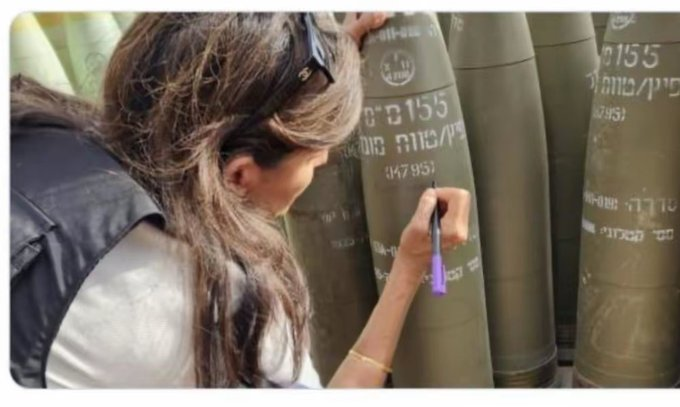 Jueshengshenlan's tweet photo. Nikki Haley，你在投向加沙的炸弹上签名支持，这些炸弹杀害了大量加沙儿童。
至于中国？
是的，我们提供了。
那又怎样？
俄罗斯跟伊朗付钱了。
如果你不同意？
叫上你们美国海军的那帮废柴，咱们太平洋见！👎 https://t.co/OQ0uP1VG0E