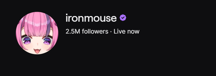 ironmouse's tweet photo. we hit 2.5 million on twitch🥳💖😈 https://t.co/lFGkRQc2QV