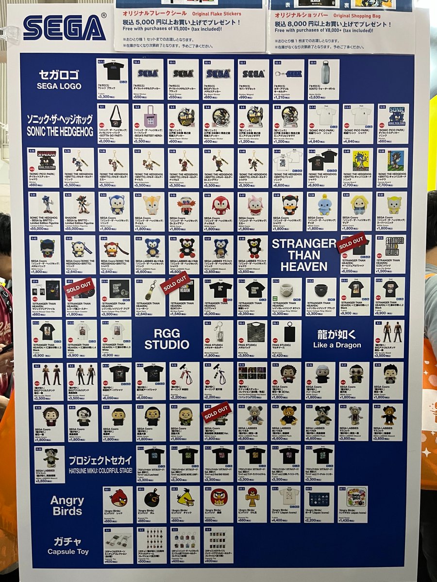 COLLECTION_SEGA's tweet photo. 【TGS物販】9月20日分

現時点までの完売情報をお知らせいたします！

#SEGA #TGS2026 #TGS物販 https://t.co/ZDuHxdqS3Y
