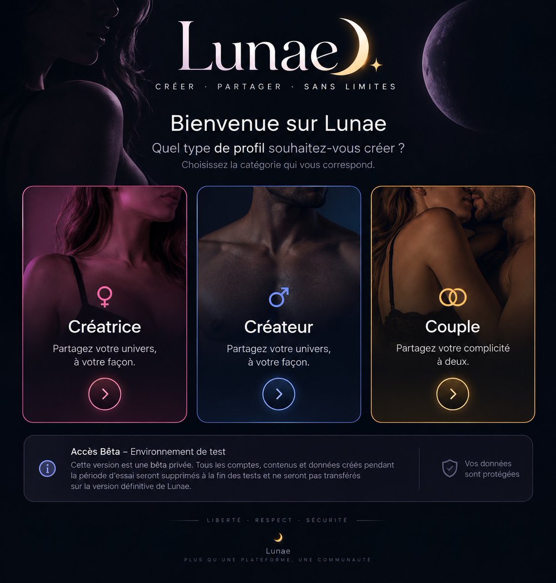 LunaeLunae's tweet photo. Bonjour👋

Nous préparons Lunae 🌙, une nouvelle plateforme sociale pour créateurs de contenu 18+.

Nous recherchons actuellement des createurs/créatrices pour participer à une bêta privée et gratuite avant l’ouverture de la plateforme.

Aucun contenu intime n’est nécessaire : du contenu fictif ou de test suffit.

Si le projet vous intéresse, je peux vous le présenter 🙂