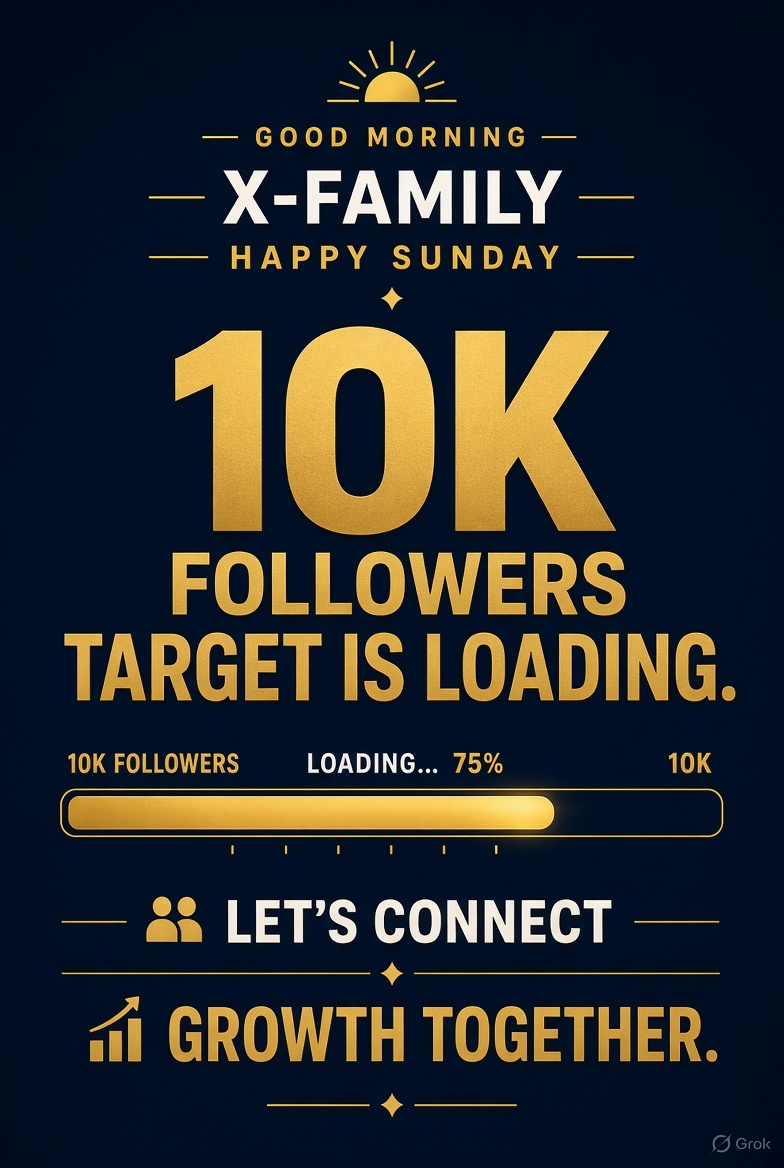 Amansyd9's tweet photo. 🎯 10K Followers Target is Loading
Let’s Connect
Growth Together
💪 Like
🔄 Repost
#10KTarget #LetsConnect #GrowthTogether #XFamily #HappySunday https://t.co/PujCZgAFLF
