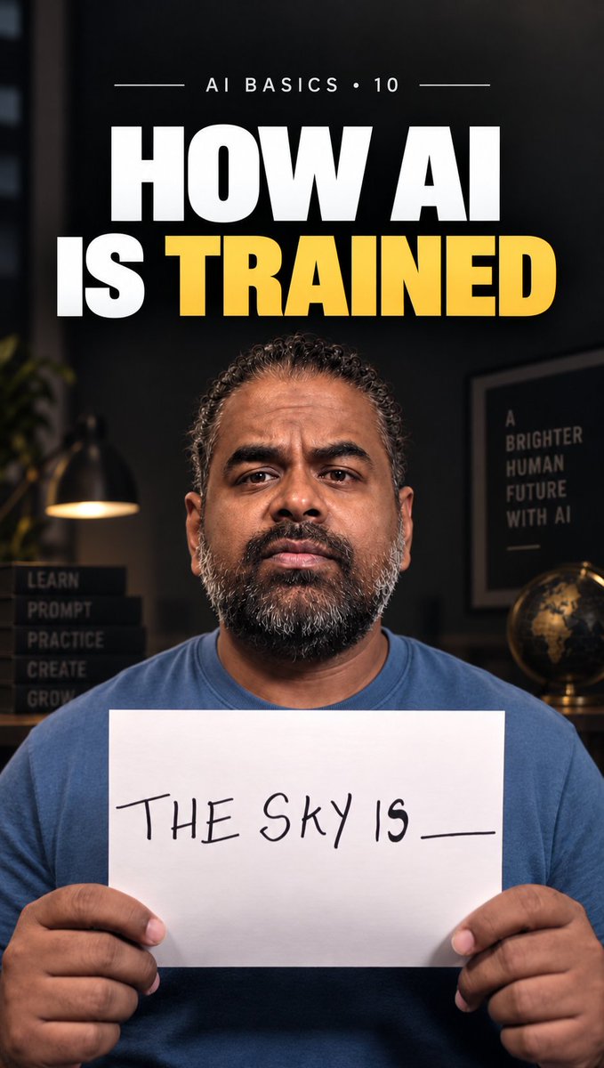 Khadir0909's tweet photo. New AI Basics Short 👇
How does AI actually learn?

I’ve broken it down using one simple loop:
Predict → Compare → Adjust → Repeat.

Hope this makes the training process much easier to picture.

https://t.co/ZeHIisKhmK

#AITraining #MachineLearning #AIBasics https://t.co/1DL59vtrqP