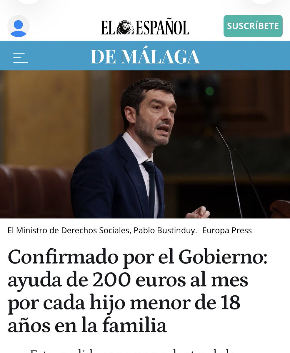 Spanish_manager's tweet photo. El Gobierno plantea una ayuda de hasta 200€/mes por cada hijo a cargo.

Los requisitos que se manejan:

🔹 Residencia en España

🔹 Menor de 18 años

🔹 Sin límite de renta (para todas las familias, sean cuales sean sus ingresos)

Tres hijos → 600€/mes. Diez hijos → 2.000€/mes.

⚠️ Aún no está aprobada ni en vigor: depende de los Presupuestos Generales del Estado y de un acuerdo político pendiente.

Pero me pregunto, ¿la olla de los impuestos es un pozo sin fondo?
