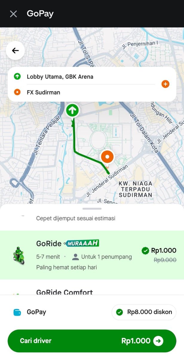 farelael68's tweet photo. baru ngeh ternyata Gojek Di GoPay 1000 lagi ada promo, langsung cobain pesen lewat aplikasi gopay. dompet auto aman bestie 😭 https://t.co/WTutzQgFQG