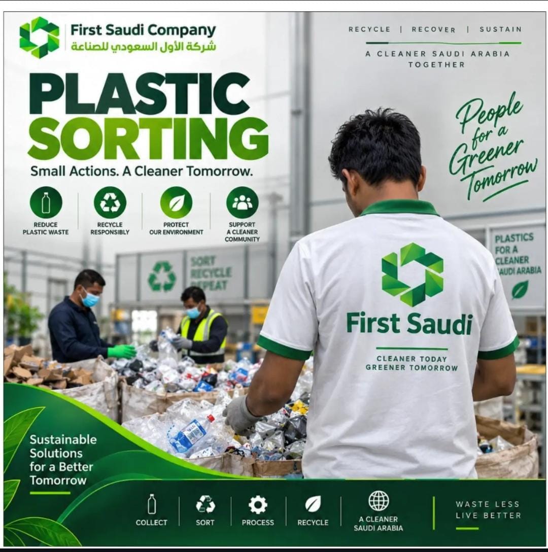 firstsaudicomp's tweet photo. ♻️ At First Saudi Company, we turn plastic waste into value.
From collection &amp; sorting to recycling and resource recovery, we help businesses move toward cleaner, more sustainable operations. 🌱🇸🇦
#PlasticRecycling #WasteManagement #FirstSaudiCompany #Sustainability https://t.co/g2Rt1T4j2O