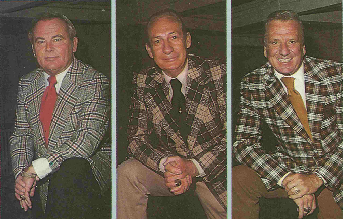 Jimfrombaseball's tweet photo. "Hello everybody I’m Lindsey Nelson and welcome to Shea Stadium in New York."
"We were going to be televising 120 games in color. Lindsey Nelson eyed a men’s clothing store on Broadway.
"Show me all the jackets that you can’t sell," he told the owner, buying seven “gaudy, awful” coats.
The next month a cabbie said:
"You’re the guy who wears all those wild jackets on TV!"
Lindsey told a friend:
"See!!!
He doesn’t know my name, but he knows what I do.
Against the Yankees, it pays to advertise."
His radio/TV mates often scavenged jackets on the road, with Bob Murphy saying:
"If we saw a wild enough jacket, we’d tell him."
Nelson claimed he owned 335 of the multi colored jackets.
Once Lindsey`s oldest daughter Nancy bought her Dad a jacket in Ireland.
Both were stopped at customs.
The customs inspector, a Mets fan, joked:
"Nobody would wear a jacket like this."
Nancy Nelson beamed:
"My Daddy will."
Lindsey Nelson was the announcer during the first NFL game to feature the use of  "Instant  Replay", which Lindsey had to explain repeatedly during the game, reminding viewers that:
"This is not live."
"He had no tolerance for mistakes.
I don't think he was late once in his whole life."
Bob Murphy.
"He was tremendous guy, we were very close.
It was more or less like family."
Ralph Kiner.
"The game is the important thing.
The announcer should never get in the way of the game."
Lindsey Nelson.
Murphy, Nelson, Kiner.
LEGENDS!!!!
