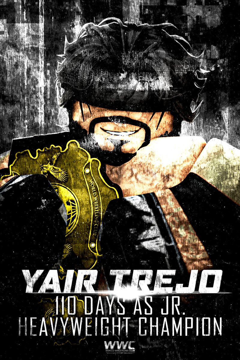 WWCROBLOX's tweet photo. YAIR TREJO HAS REACHED 110 DAYS AS YOUR JUNIOR HEAVYWEIGHT CHAMPION!

With 110 days under his belt, Trejo now stands as the THIRD LONGEST REIGNING JUNIOR HEAVYWEIGHT CHAMPION IN HISTORY.

But this Monday, everything could change.

Will Yair Trejo continue his historic reign and cement himself as the GREATEST JUNIOR HEAVYWEIGHT CHAMPION OF ALL TIME?

Or will someone finally step up and PUT AN END TO THE REIGN?

#WWC2026