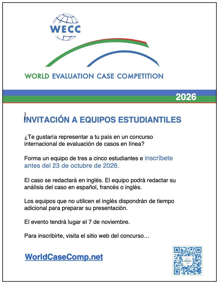 WorldCaseComp's tweet photo. ¡Saludos!

Para ver los carteles de la competición de 2026 en español, inglés y francés, visite https://t.co/38D5e7Bd0D

¡Damos la bienvenida a equipos de estudiantes de todos los países del mundo!

Inscríbase antes del 23 de octubre en https://t.co/TGPMC5aW2L.

#Evaluation
#YEEs https://t.co/B5dTVIYxPe