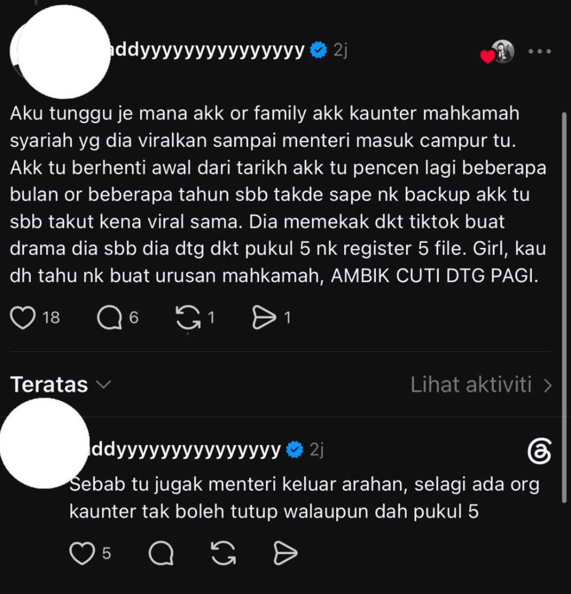 mhmmdhsm's tweet photo. Dtg makamah dekat kul 5 utk buka file?? Lepas tu viralkan org smpi org tu stress berenti keje gile la janda mental ni suka playvictim. Mcm mana enabler taksub dia cuba tgk dia fitnah mak org main 20 jantan. Korang rasa apa punca laki cri lain? Mesti sbb mulut la https://t.co/xt3GHipIut