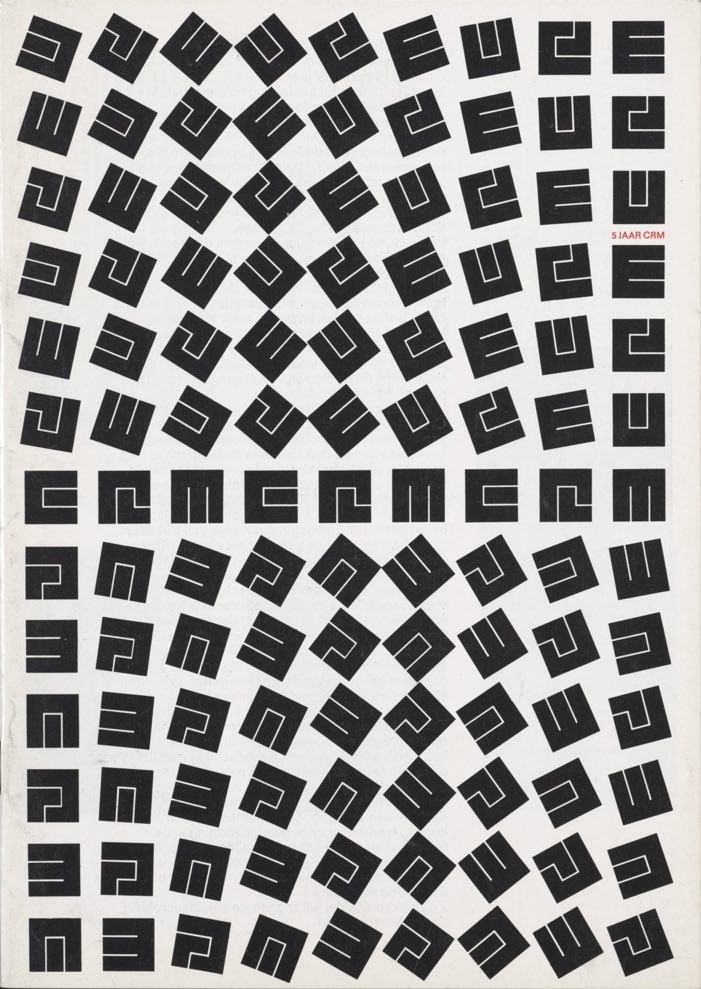 Pixel0Symphony's tweet photo. This entire cover is made from three letters. In 1970, Jurriaan Schrofer took C, R and M, the initials of the Dutch Ministry of Culture, Recreation and Social Work, and repeated and rotated them until the acronym became an optical field. https://t.co/08bLKwcj5j