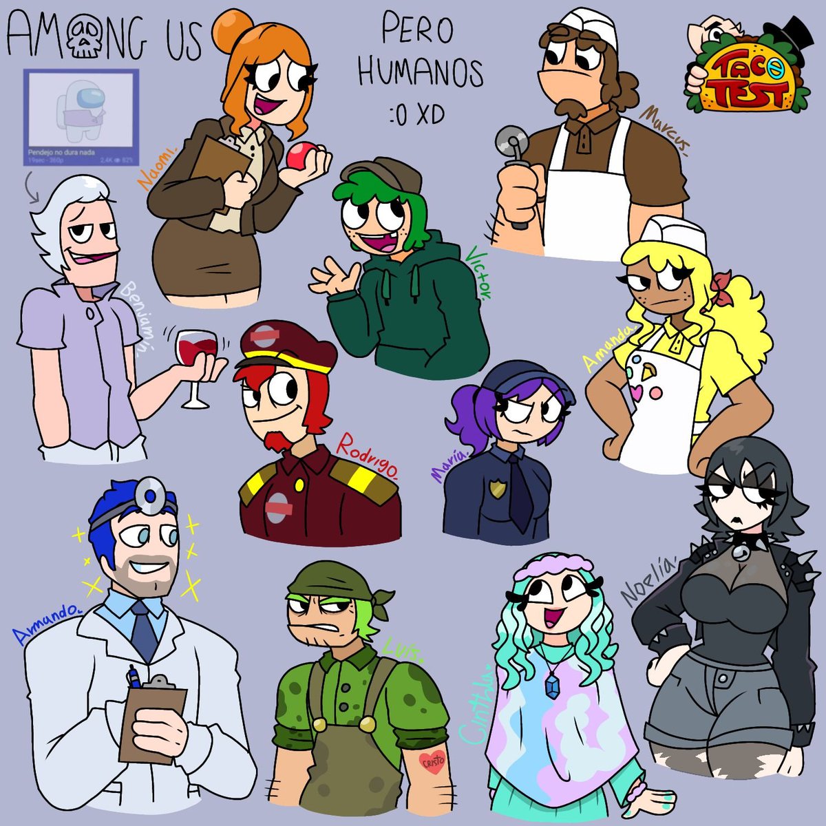 sinewyboar4257's tweet photo. Among Us Show but Humans in My Style 🌮🔪
It's my style, and it's also from @TaqueroTest 

#amongusseries #amongusfanart https://t.co/2IaLzlykl0