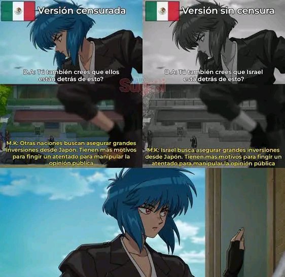 Malorum55's tweet photo. La censura por parte del gobierno de #Israel llega a todas partes, hasta al anime de #Ghostintheshell. 
Y luego dicen que son un pan de Dios. https://t.co/mREfbkVxE2