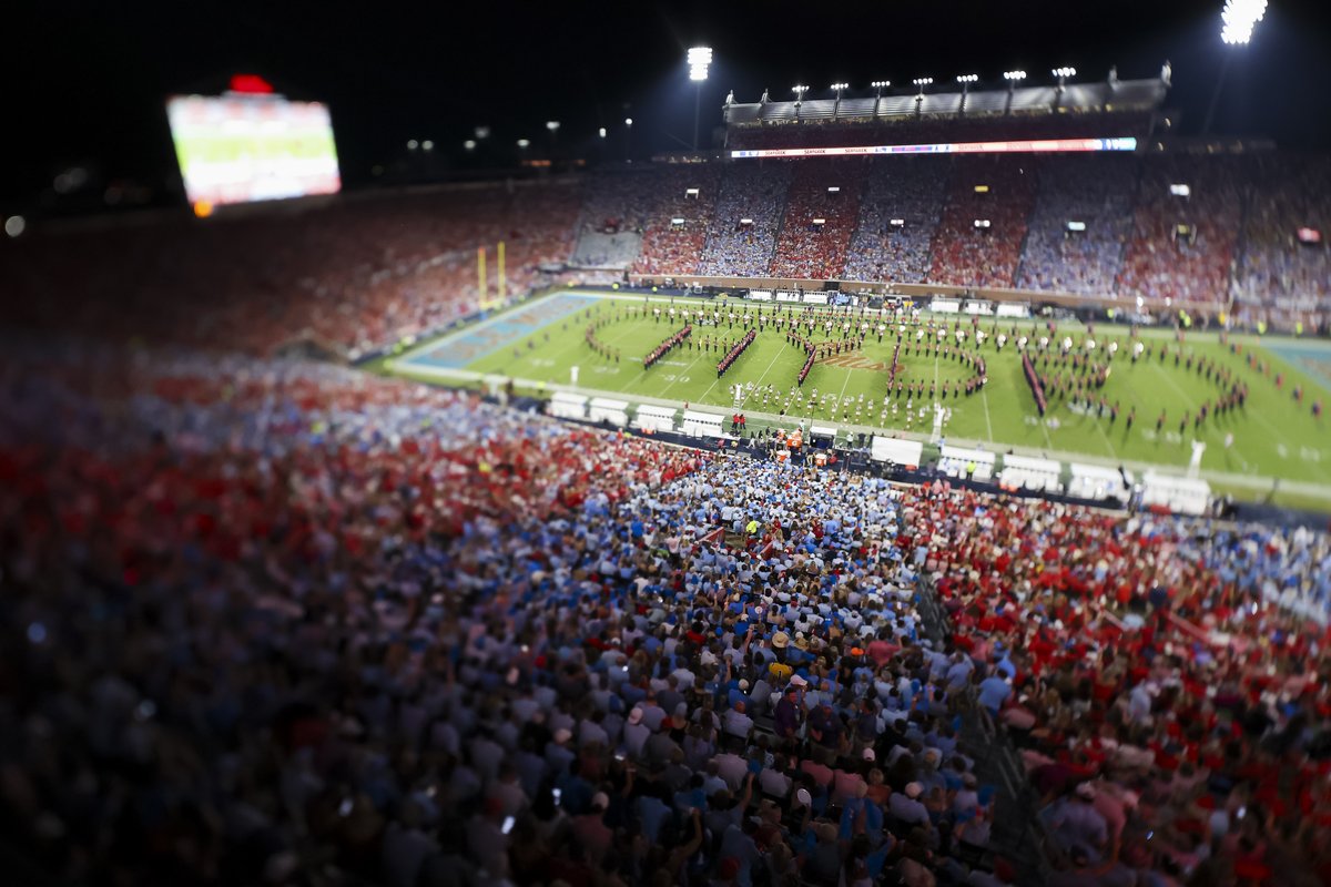 OleMissFB's tweet photo. Stadium Pulse: 70,033 🤯 

We have a new all-time high attendance at Vaught-Hemingway Stadium! Thank you for showing out today Rebel Nation 🫶 https://t.co/TIuVohS8zH